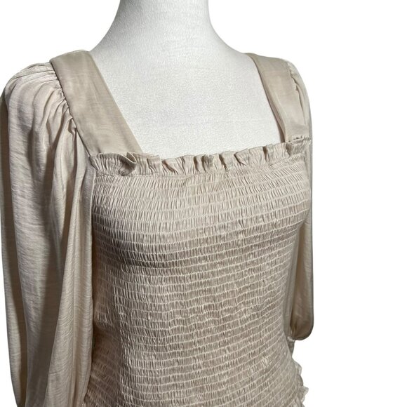 Whimsical Fairycore Milkmaid Flowy Puff Sleeve Feminine Dainty Ivory Top Large - Picture 3 of 10